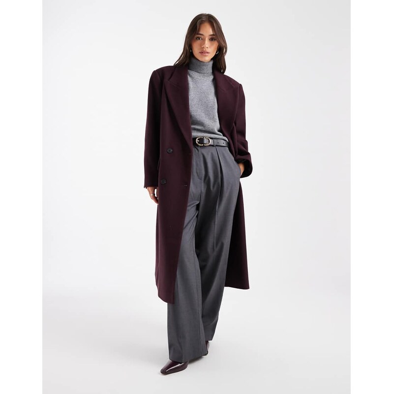 ASOS DESIGN oversized dad coat in plum-Purple