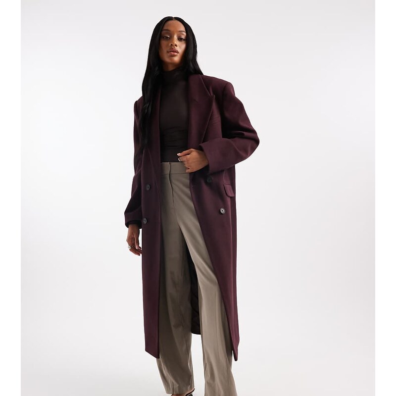 ASOS Tall ASOS DESIGN Tall oversized dad coat in plum-Purple 109464195