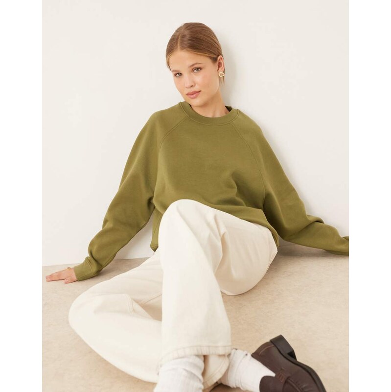 ASOS DESIGN oversized brushback sweatshirt with raglan detail in