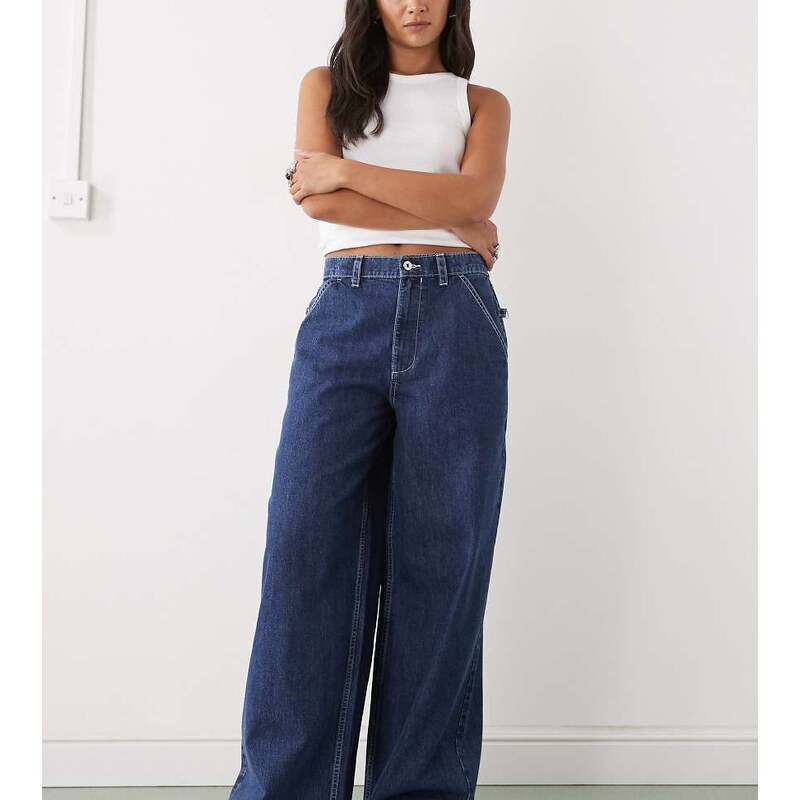 COLLUSION X007 XL baggy low rise skater jean in rinse wash-Navy