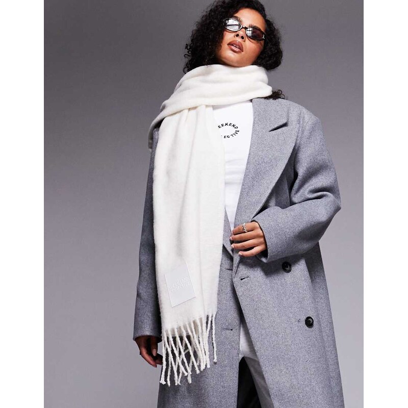 ASOS Weekend Collective Weekend Collective fluffy scarf in white 103854417