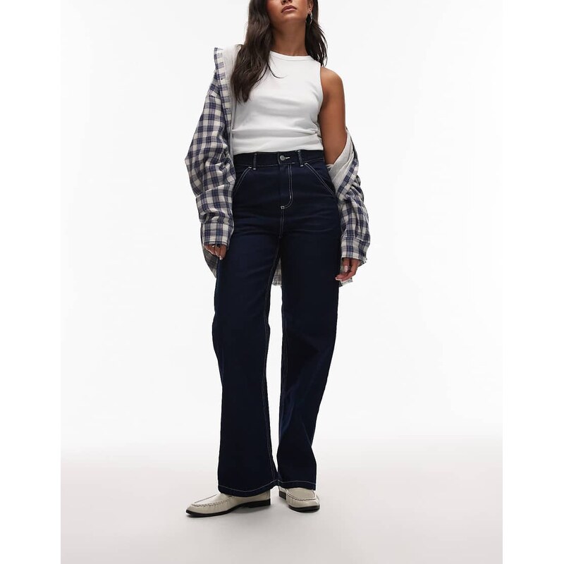 Carhartt WIP simple loose fit jeans in dark blue rinsed wash