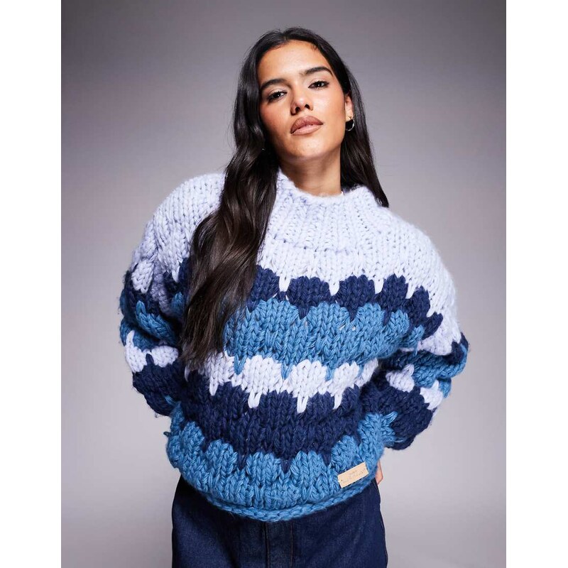 Kiwi & Co Sweetheart hand knitted chunky bubble knit balloon sleeve 109464559
