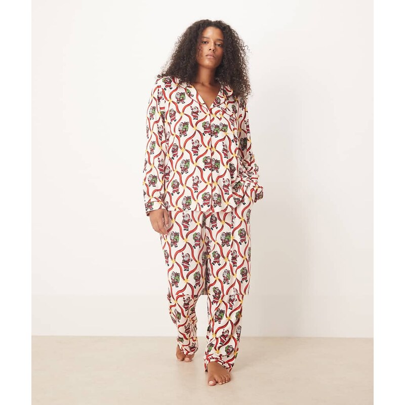 Chelsea Peers Exclusive Curve poly long sleeve revere pyjama set in 109464237