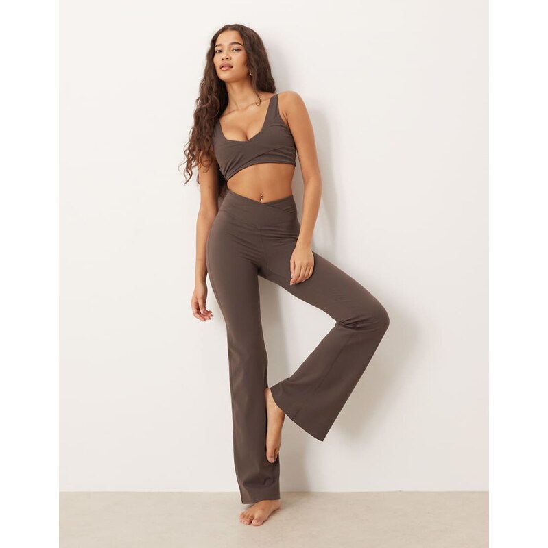 TALA DayFlex wrap flared yoga pant in mocha brown 113029409