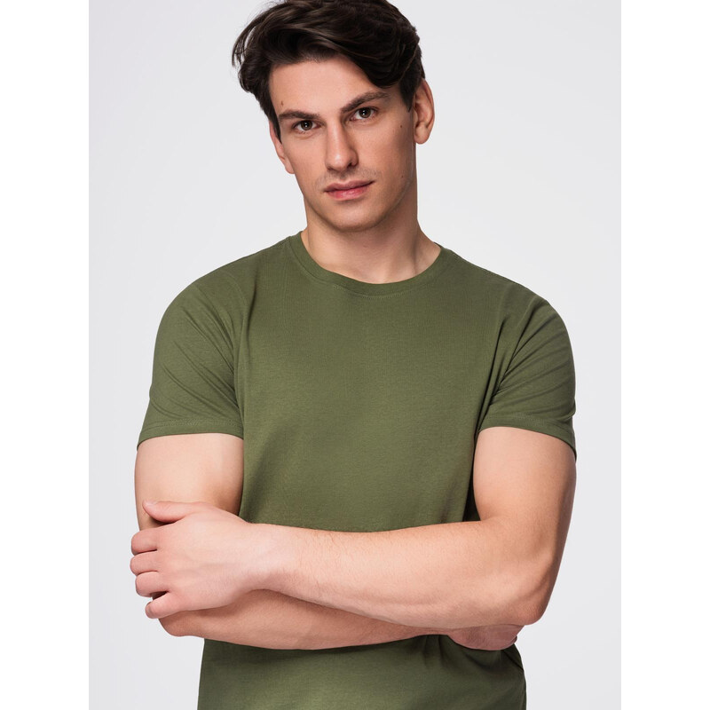Ombre BASIC mens classic cotton T-shirt - khaki