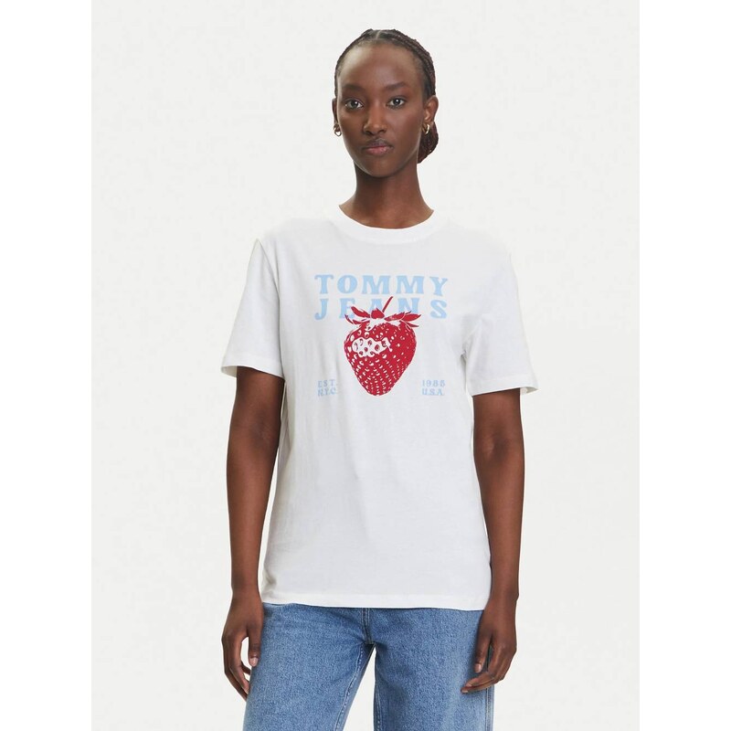 Tommy Jeans dámské krémové tričko