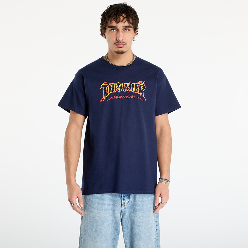 Tričko Thrasher Cracked by Exteenager T-Shirt Navy L