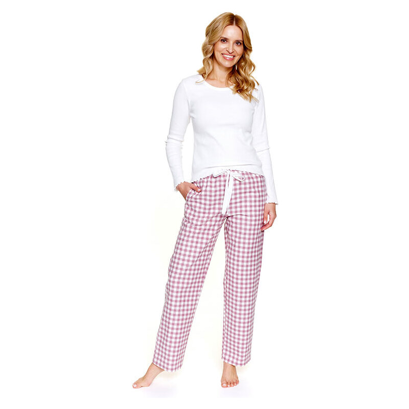 DN Nightwear Dámské pyžamo Mauvis bílé bavlna a flanel 109468500