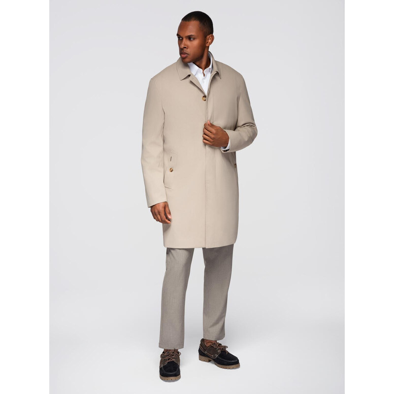 Ombre Mens minimalist coat with detachable vest - beige