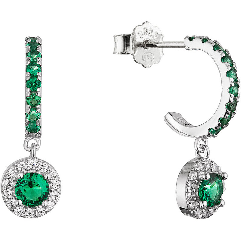 Stříbrné náušnice se zelenými zirkony 11794.3 emerald