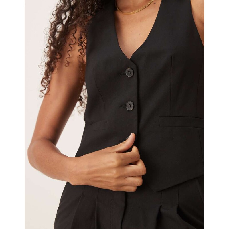 ASOS DESIGN waistcoat in black - BLACK