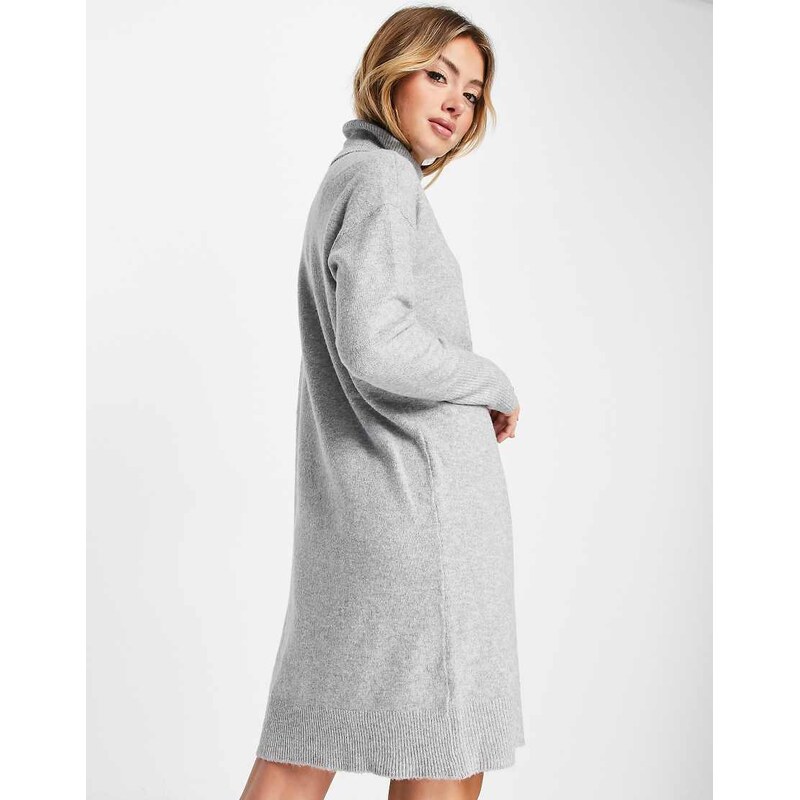 Vero Moda roll neck mini jumper dress in grey melange