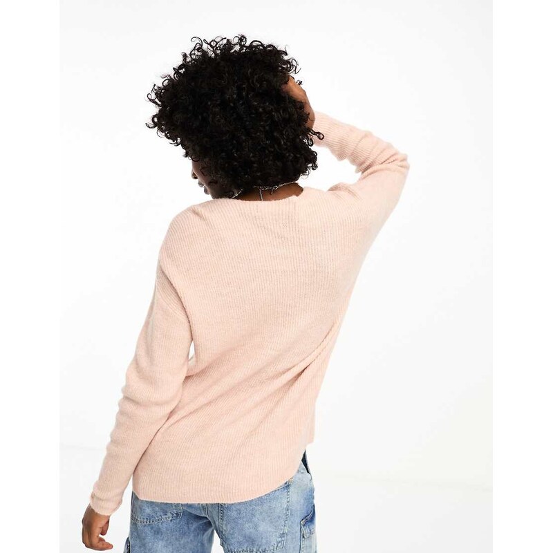 Vero Moda lightweight v neck knitted jumper in pink