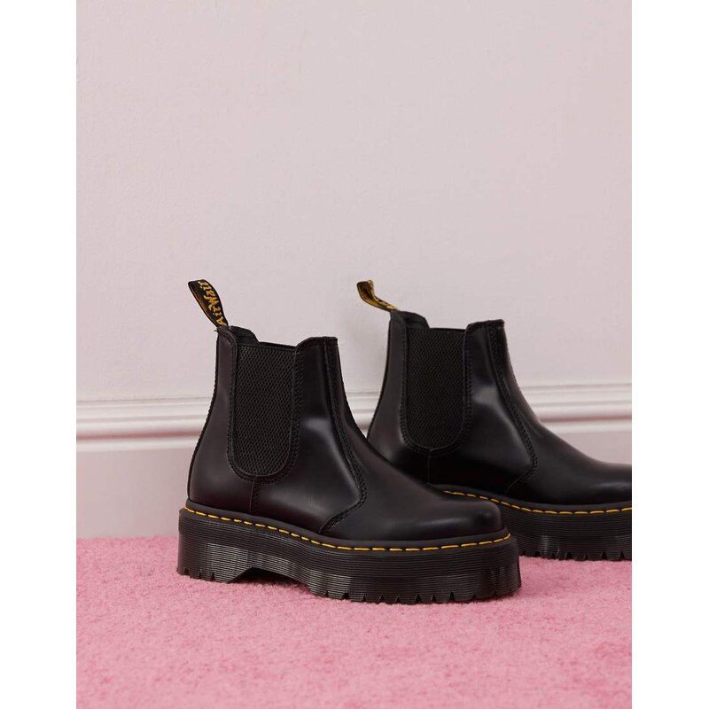 Dr Martens unisex 2976 Quad chelsea boots in black polished smooth leather