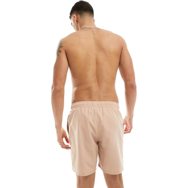 ASOS DESIGN swim shorts in mid length in beige-Neutral
