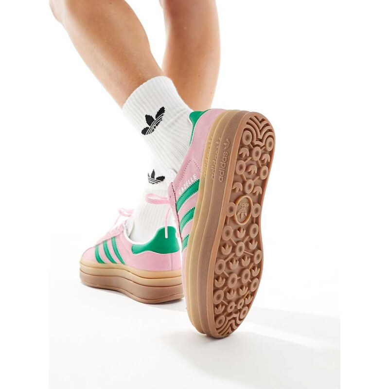 adidas Originals Gazelle Bold trainers in pastel pink and green