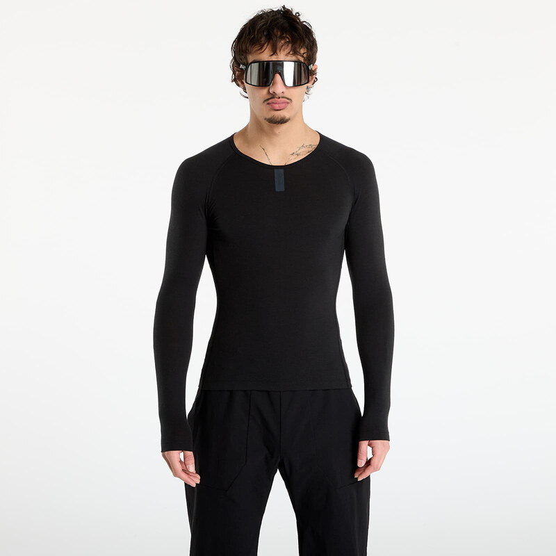 Tričko Rapha Mens Long Sleeve Merino Base Layer Black S