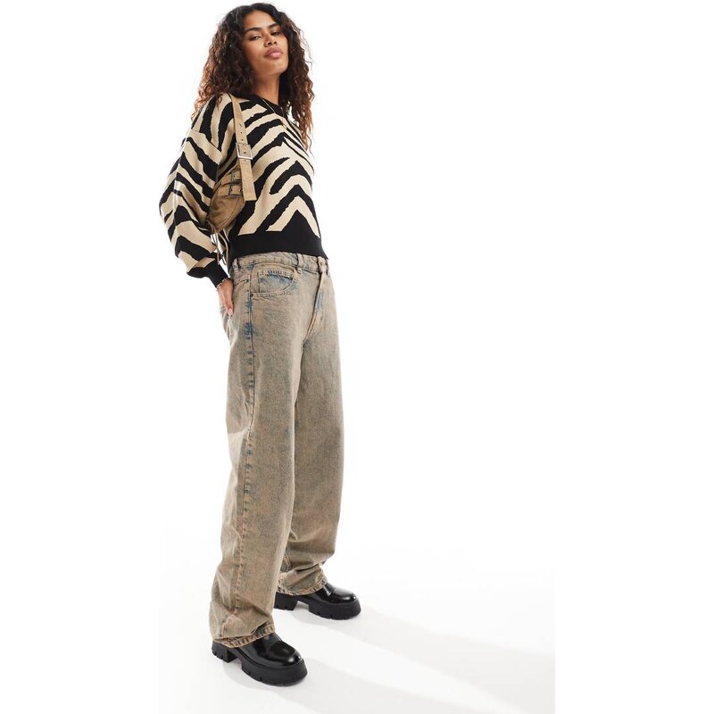 Noisy May knitted jumper black & beige zebra