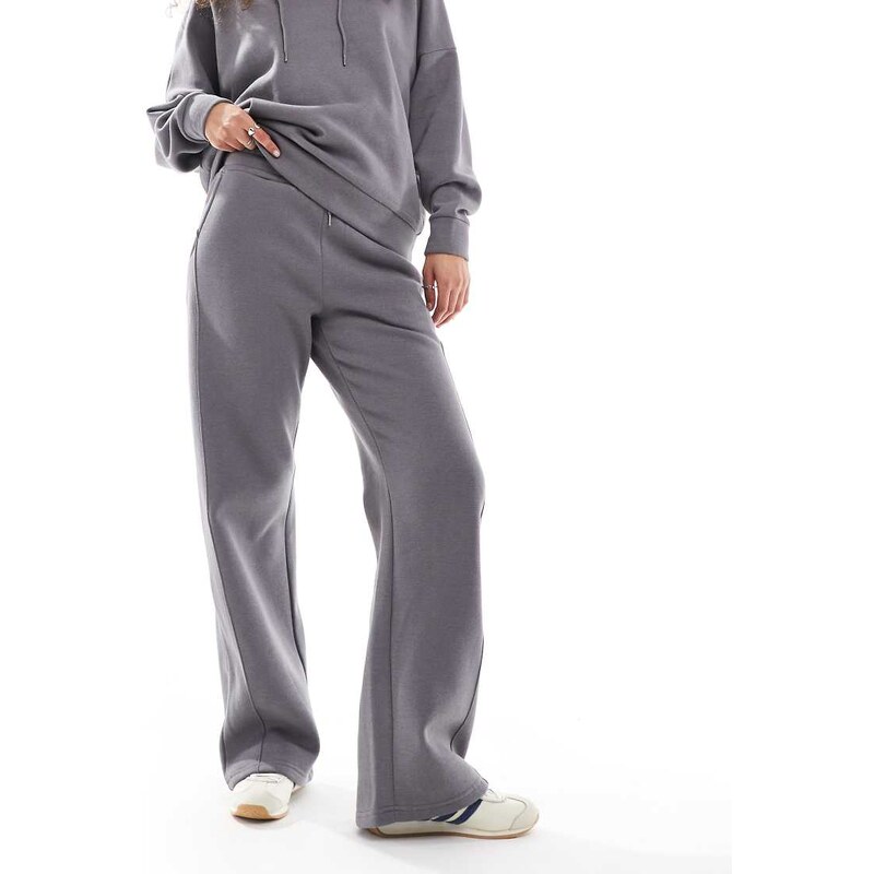 Noisy May wide leg jogger co-ord in charcoal-Grey