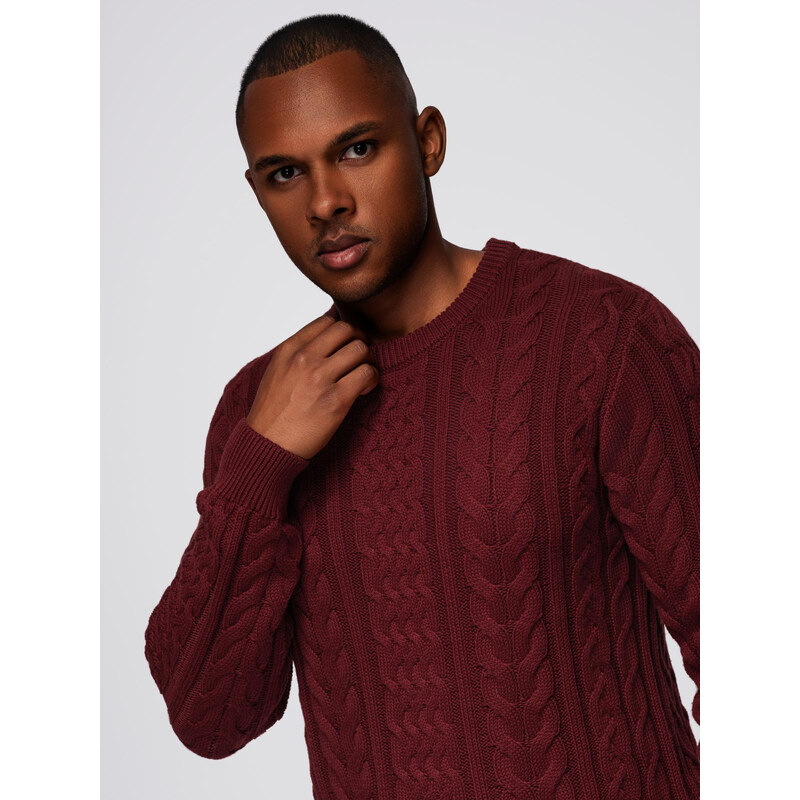 Ombre Elegant mens sweater with interesting weave - maroon