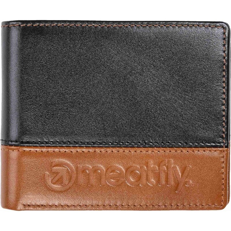 Meatfly kožená peněženka Eddie Premium Black / Oak | Černá
