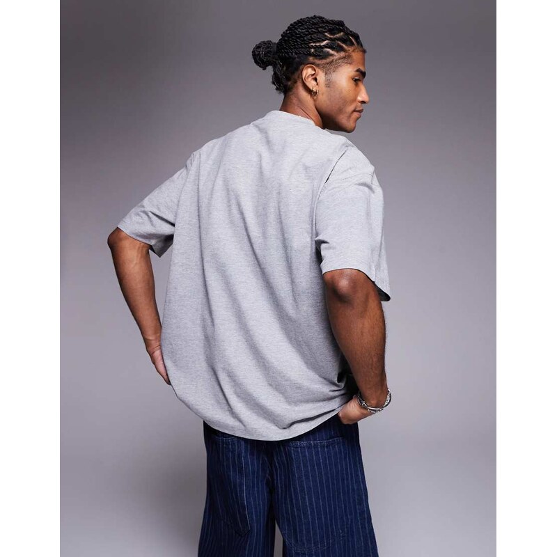 ASOS DESIGN oversized t-shirt with varsity graphic in white marl