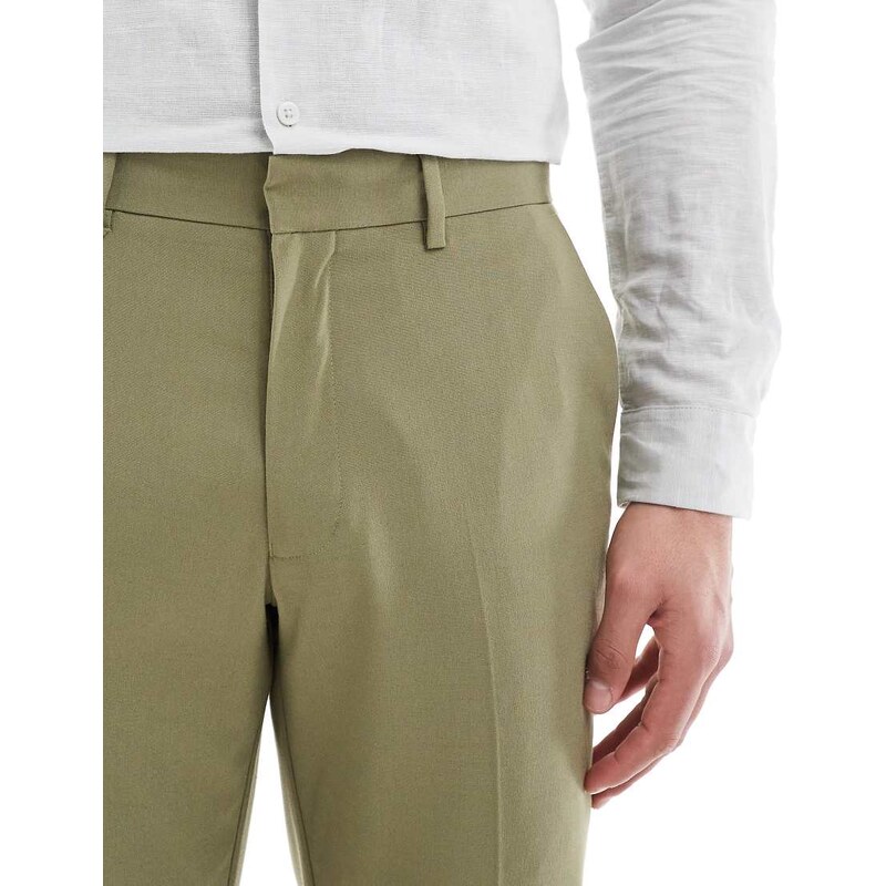 ASOS DESIGN slim suit trousers in olive green