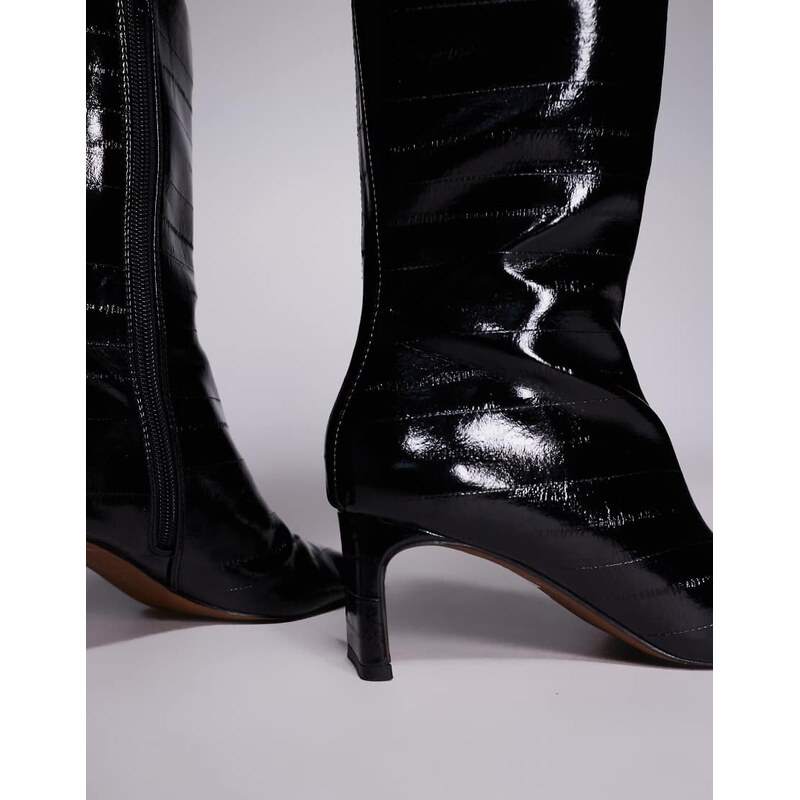 ASOS DESIGN Eliza set back heel ankle boots in black eel