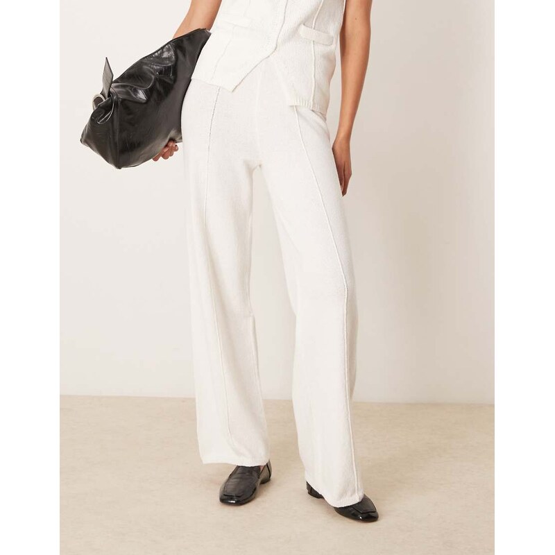 ASOS DESIGN knitted wide leg trouser co-ord in white
