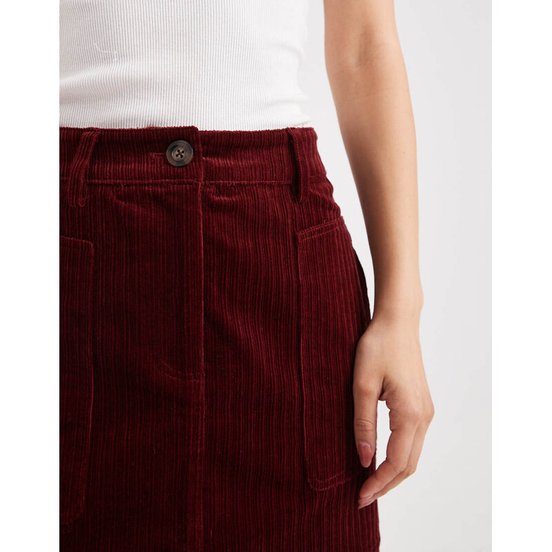 ASOS DESIGN cord mini skirt co-ord in burgundy-Red