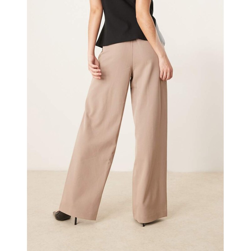 Vila high waist wide leg trouser in fungi brown