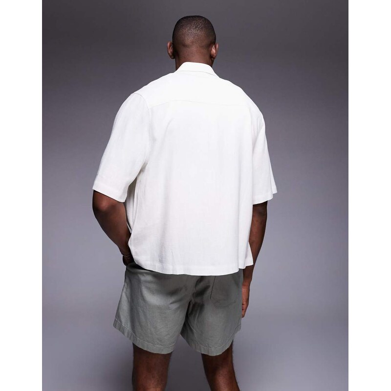 ASOS DESIGN boxy linen blend shirt in white