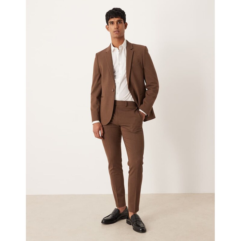 ASOS DESIGN skinny suit jacket in brown twill