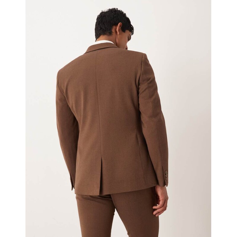 ASOS DESIGN skinny suit jacket in brown twill
