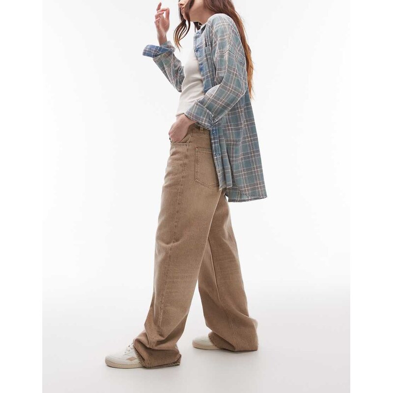 Tommy Jeans Mia mid rise relaxed straight jeans in brown wash