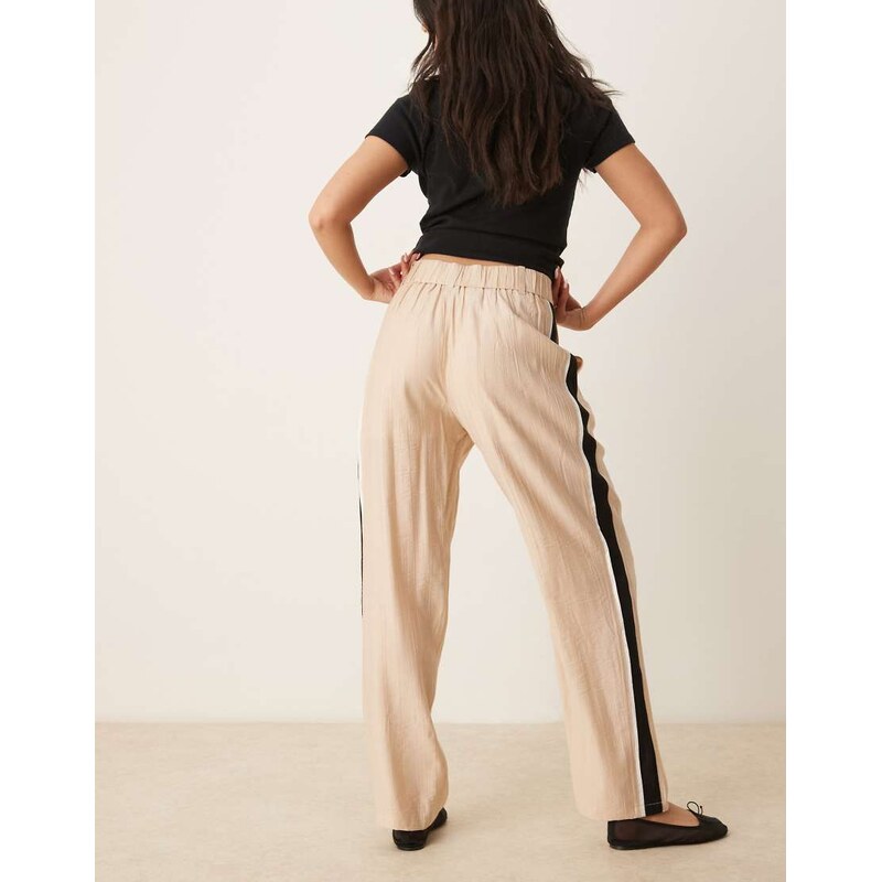 ASOS DESIGN tailored contrast panel trousers in stone-Neutral
