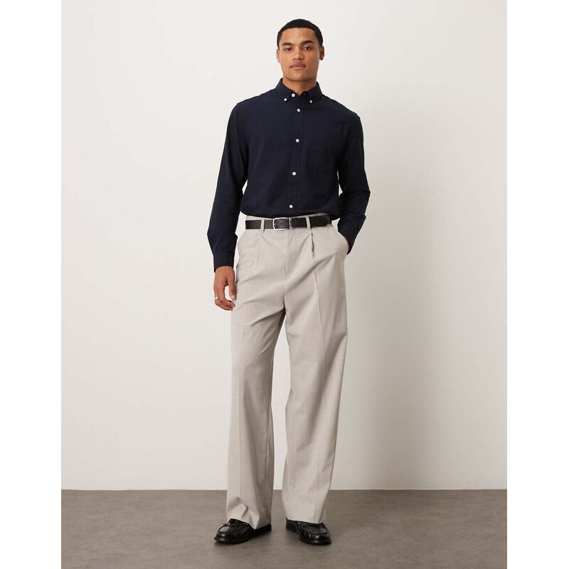 ASOS DESIGN oxford regular shirt in navy