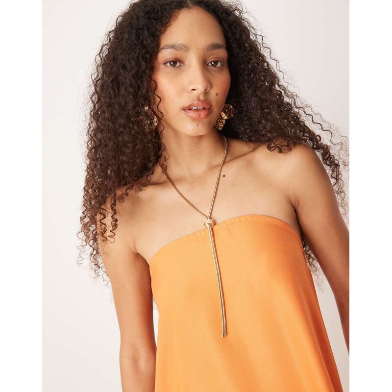 ASOS DESIGN cupro bandeau maxi dress in papaya-Orange