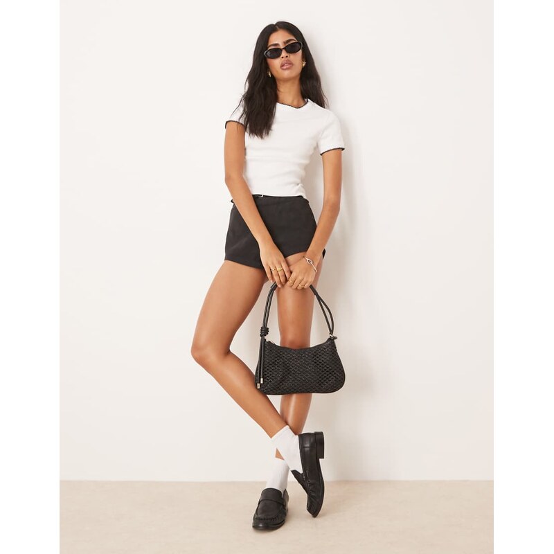 ASOS DESIGN babytee with blanket stitch detail in white