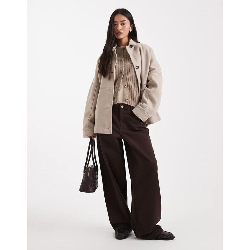 ASOS DESIGN slouchy formal harrington jacket in oatmeal-Neutral