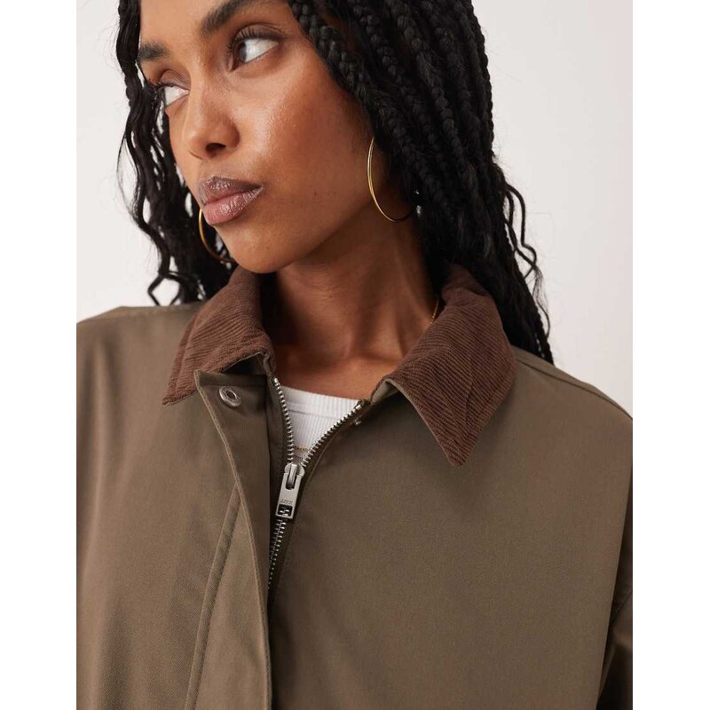 JJXX workwear barn jacket in brown with cord collar