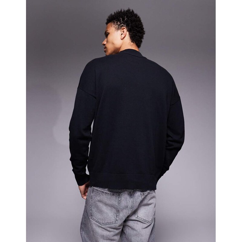 ASOS DESIGN relaxed long sleeve knitted turtle neck t-shirt in black