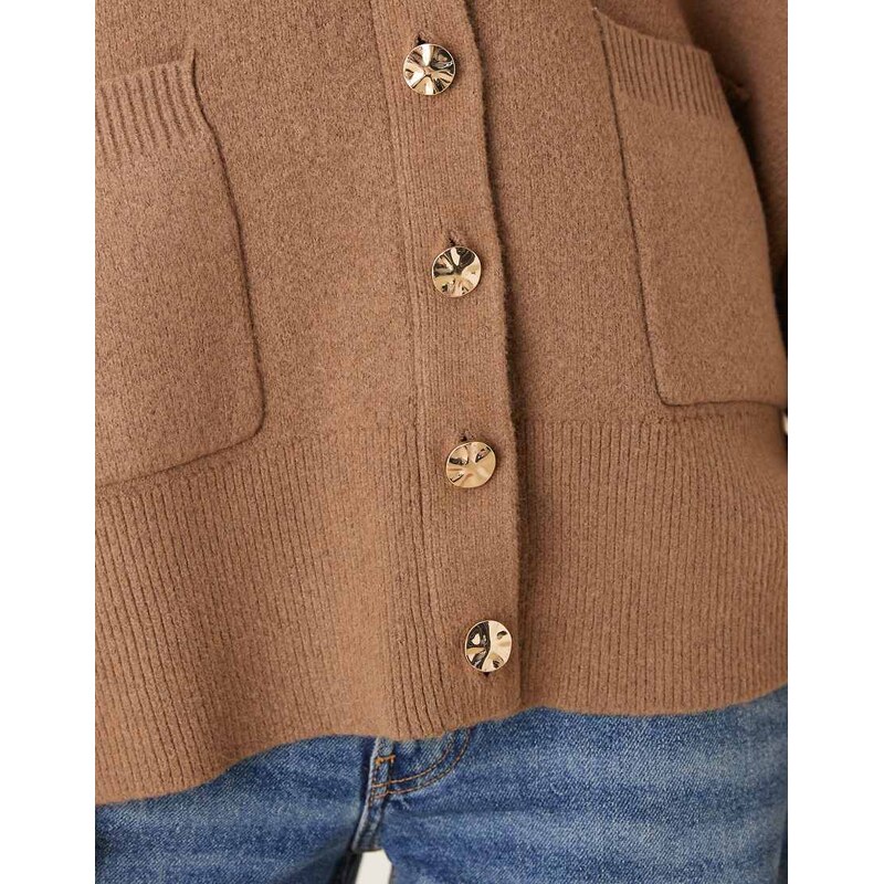 ASOS DESIGN oversized boyfriend cardigan in structured yarn in mocha-Brown