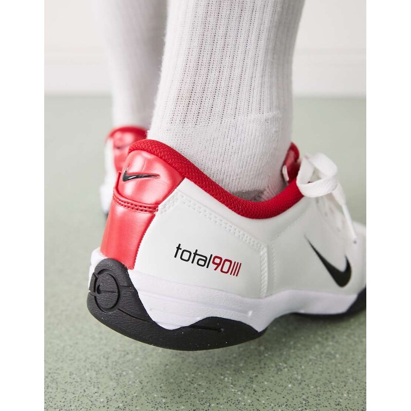 Nike T90 unisex trainers in white and red