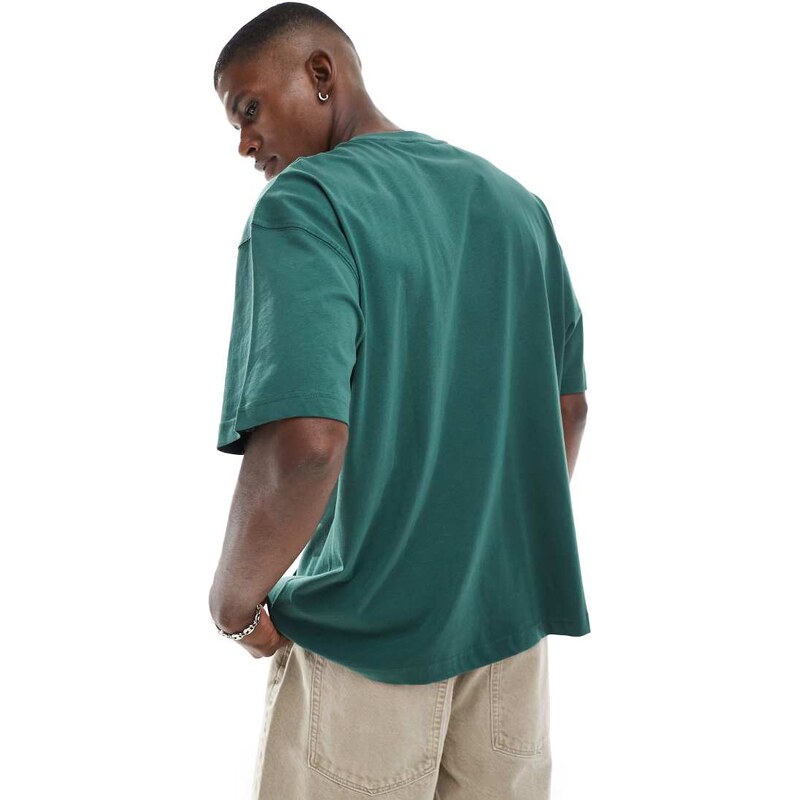 ASOS DESIGN oversized t-shirt with text graphic in green