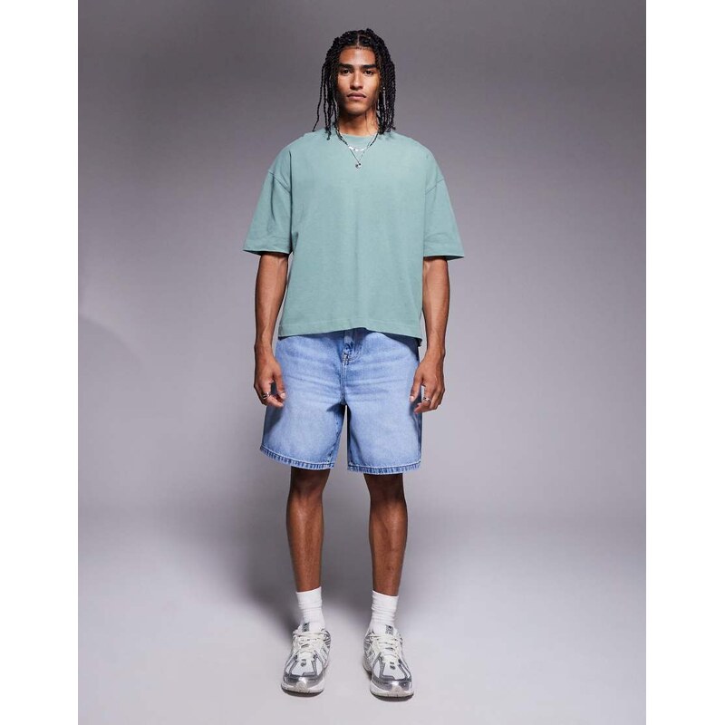 ASOS DESIGN heavyweight boxy oversized t-shirt in washed green