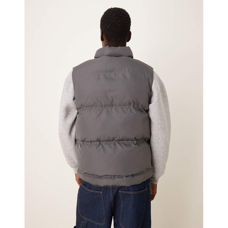ASOS DESIGN puffer gilet in grey