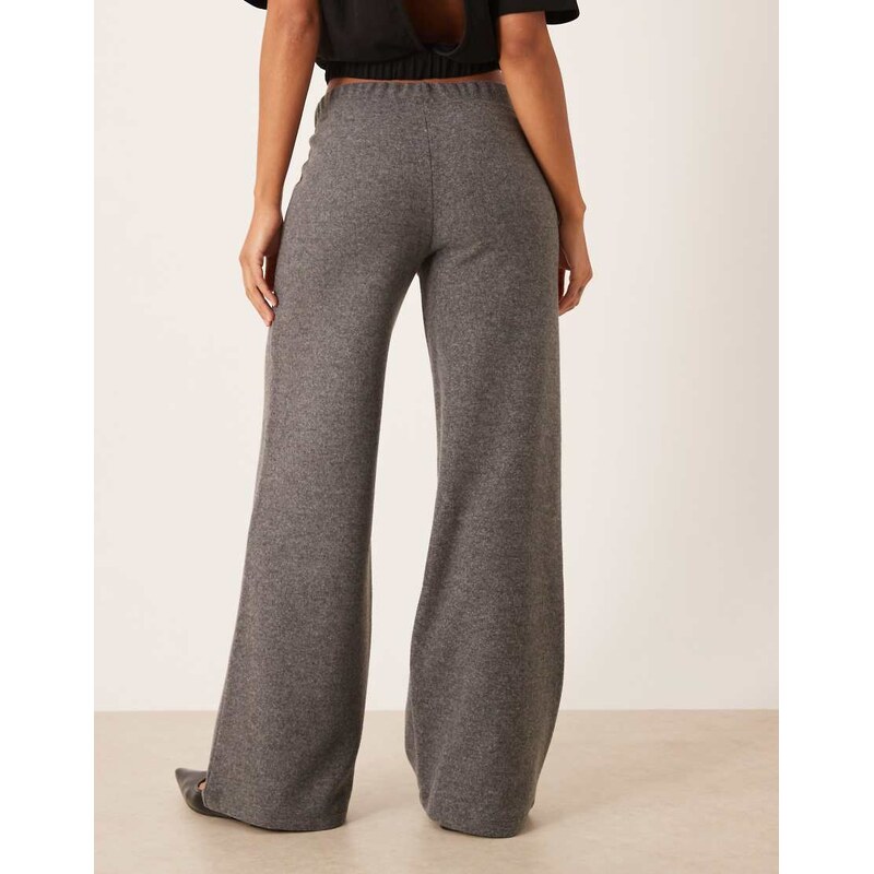 ASOS DESIGN super soft wide leg trouser in grey-Brown