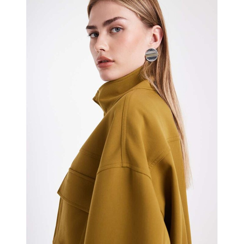 ASOS DESIGN tailored military patch pocket jacket in olive-Brown